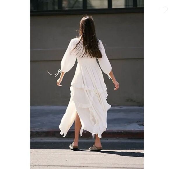 NEW Free People In Your Dreams Maxi Dress Flowy Babydoll White Cotton Size S - Picture 3 of 14
